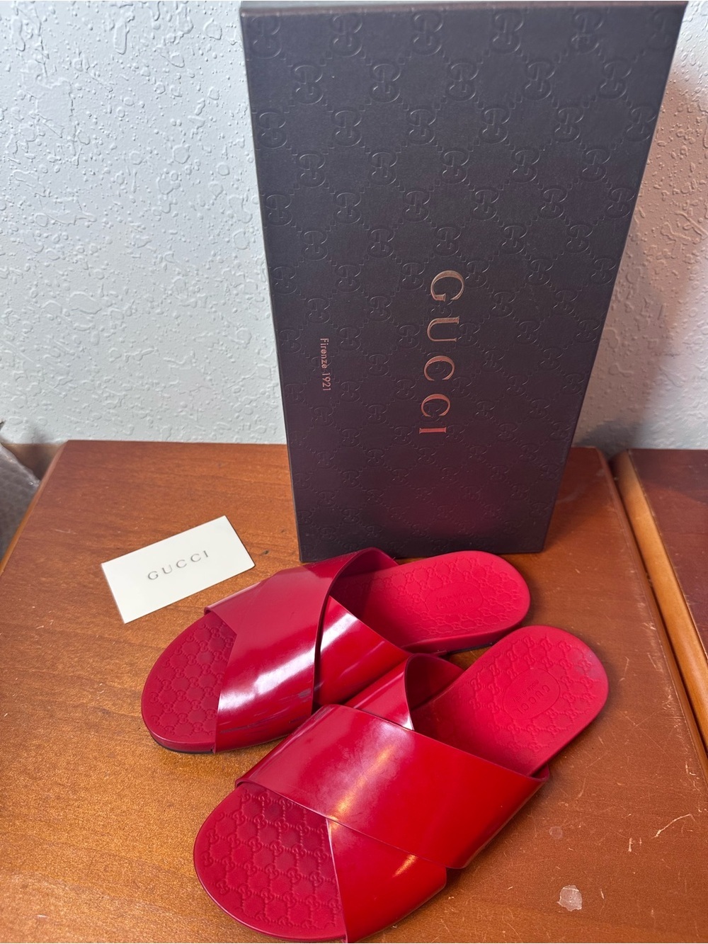 GUCCI Shower Sandals Red Women's Size 36 Flat Shoes